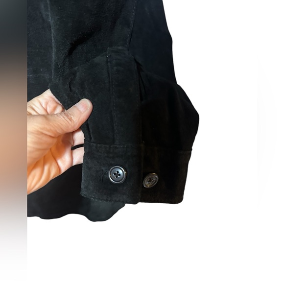 Trendy Unisex Shacket Shirt Jacket Suede Rugged Black Small Boho Chic - Picture 9 of 15